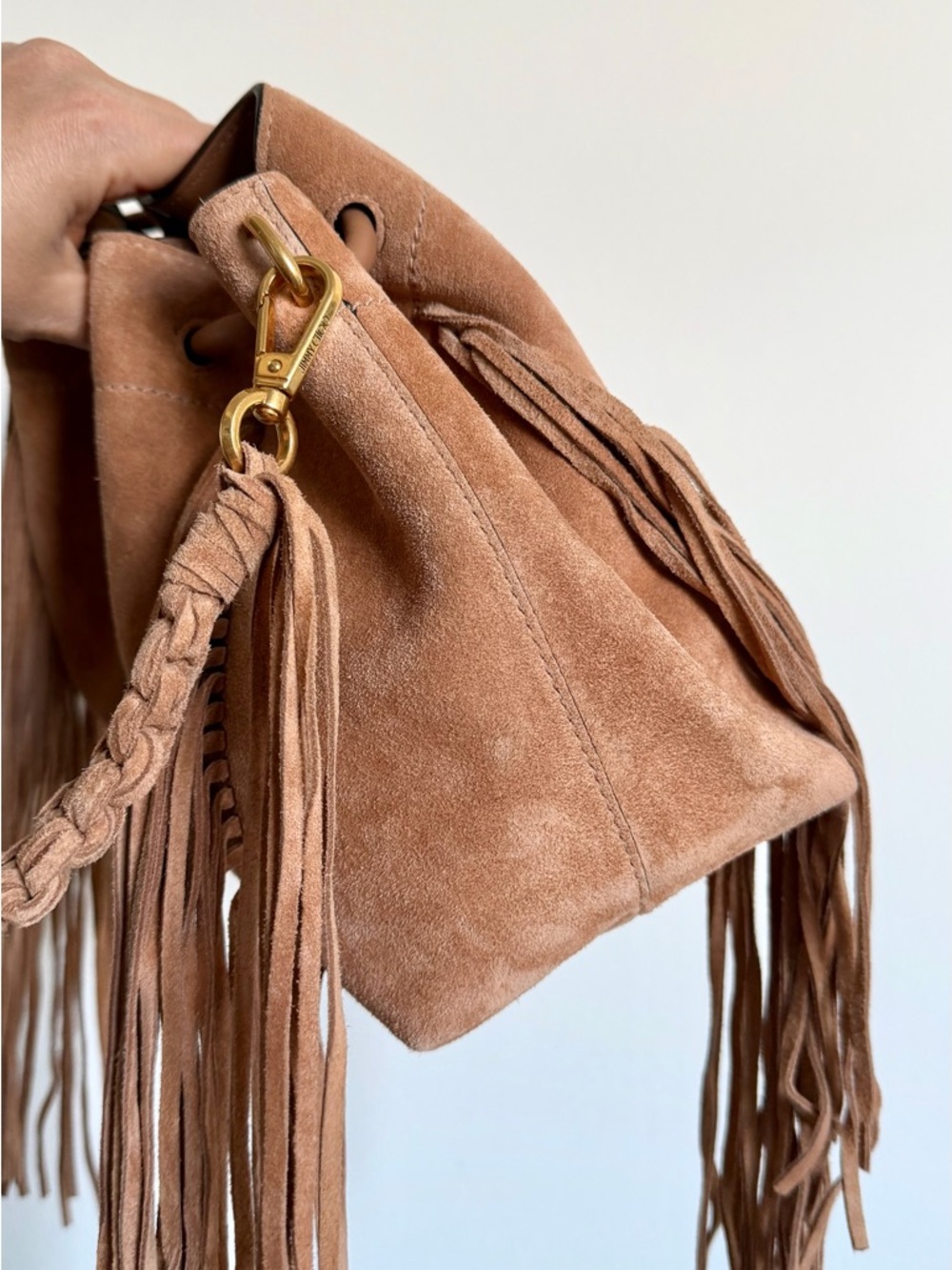 Jimmy Choo Cinch Medium Suede Shoulder Bag With Fringes - Picture 4 of 14